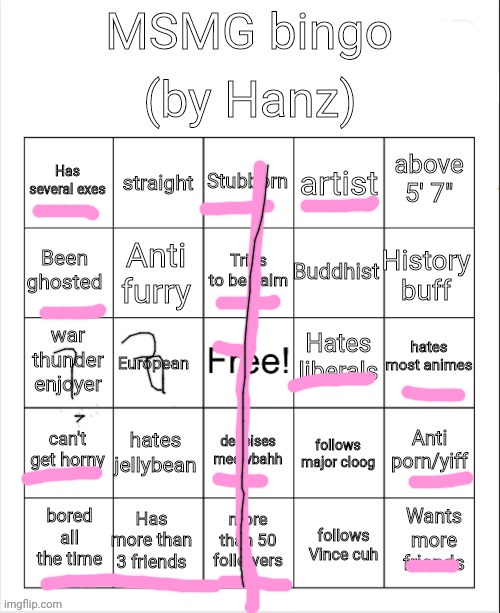 Hanz bingo | image tagged in hanz bingo | made w/ Imgflip meme maker