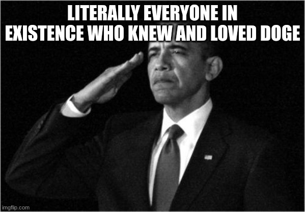 LITERALLY EVERYONE IN EXISTENCE WHO KNEW AND LOVED DOGE | image tagged in obama-salute | made w/ Imgflip meme maker
