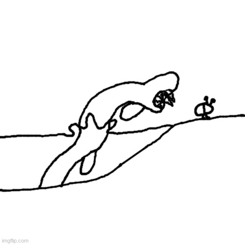 riggity roo ahh drawing of a breaching shoreworm attacking a dwarf bulborb | made w/ Imgflip meme maker