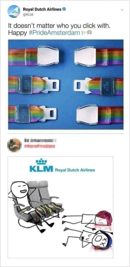 Royal Dutch Airlines cringe pride month ad Blank Meme Template