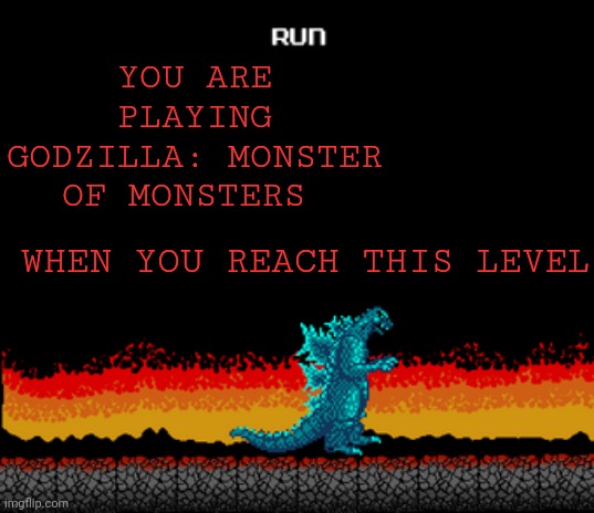 YOU ARE PLAYING GODZILLA: MONSTER OF MONSTERS; WHEN YOU REACH THIS LEVEL | image tagged in heheardthat | made w/ Imgflip meme maker