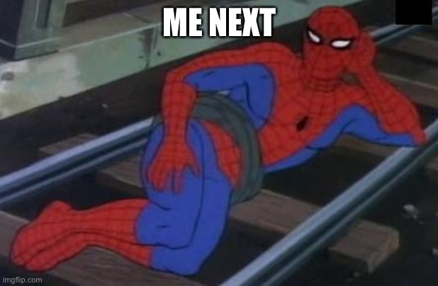 Sexy Railroad Spiderman Meme | ME NEXT | image tagged in memes,sexy railroad spiderman,spiderman | made w/ Imgflip meme maker