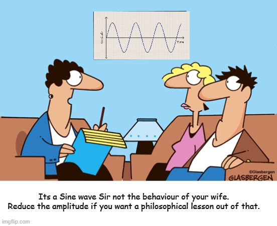 Waves | Its a Sine wave Sir not the behaviour of your wife. Reduce the amplitude if you want a philosophical lesson out of that. | image tagged in funny,funny memes,lol so funny | made w/ Imgflip meme maker