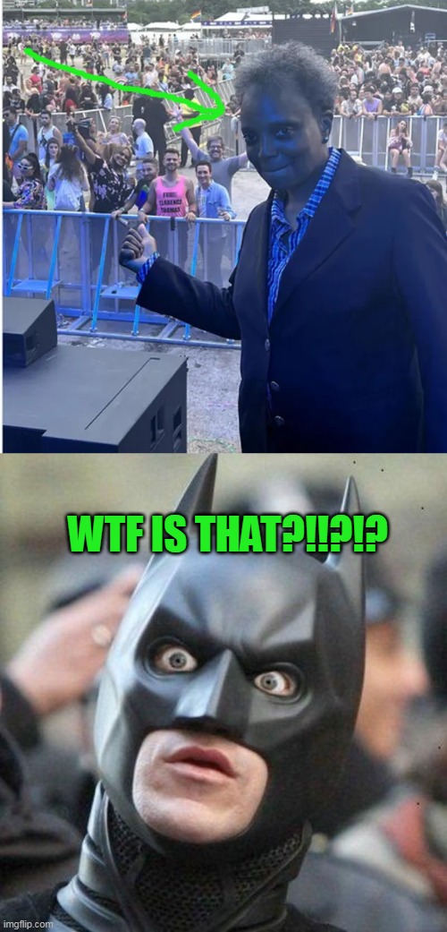 Not a joke. What am I looking at here? Is this from meth? What's going on!? | WTF IS THAT?!!?!? | image tagged in shocked batman,lori lightfoot,zombie,beeglejuice,what the hell,meth head | made w/ Imgflip meme maker