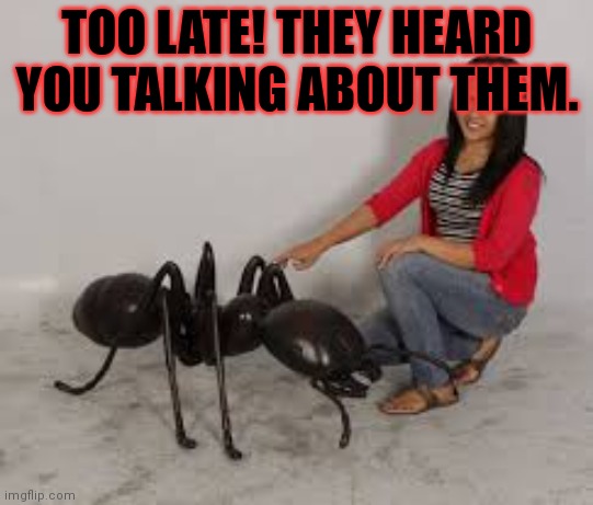 TOO LATE! THEY HEARD YOU TALKING ABOUT THEM. | made w/ Imgflip meme maker