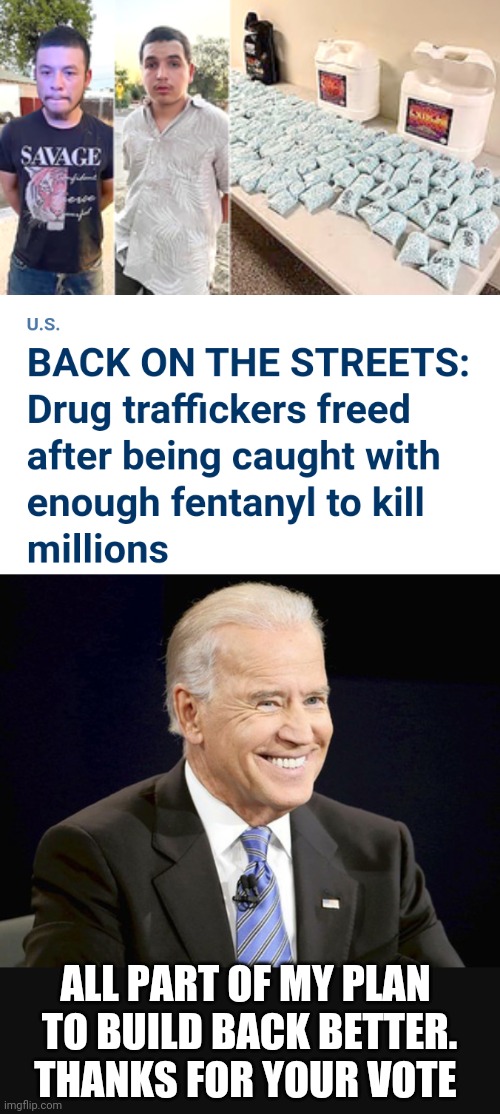 How's That Working Out? | ALL PART OF MY PLAN
 TO BUILD BACK BETTER.
THANKS FOR YOUR VOTE | image tagged in biden,liberals,democrats,border,leftists,drugs | made w/ Imgflip meme maker