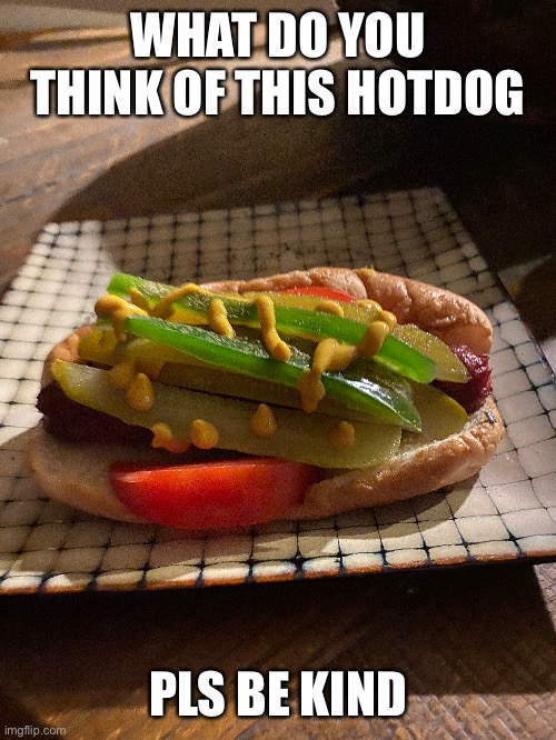 WHAT DO YOU THINK OF THIS HOTDOG; PLS BE KIND | made w/ Imgflip meme maker