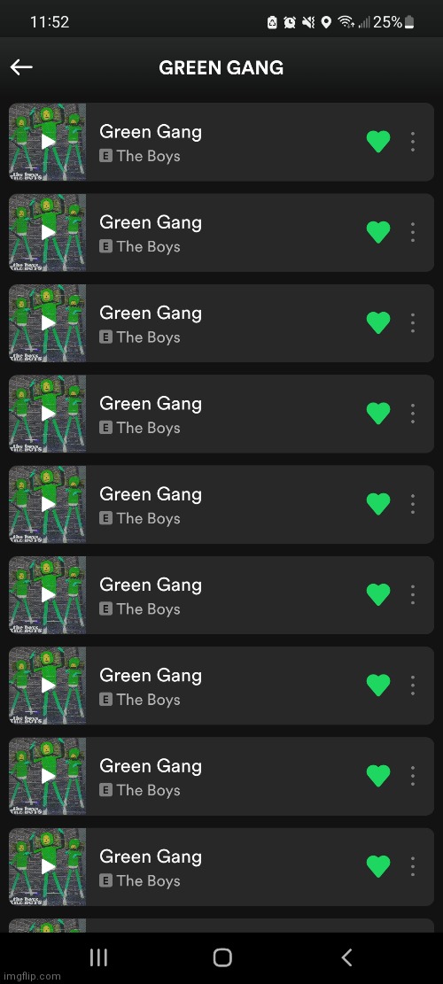 Ayy dawg rate my Spot Playlist ? | image tagged in green gang | made w/ Imgflip meme maker