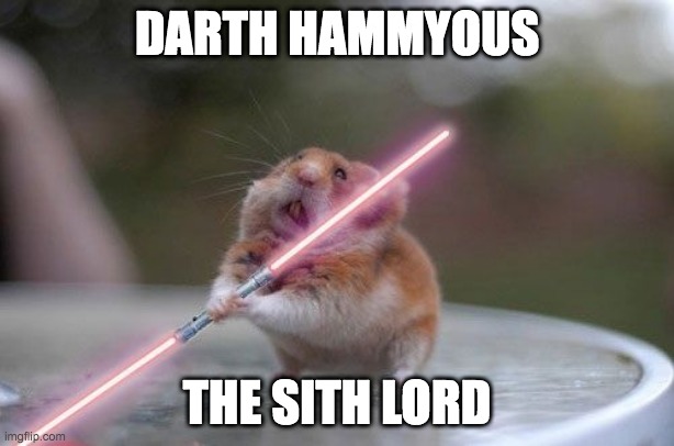 darth hammyous | DARTH HAMMYOUS; THE SITH LORD | image tagged in star wars hamster | made w/ Imgflip meme maker