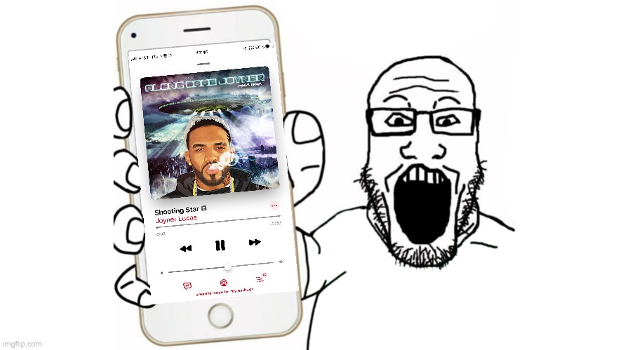 Joyner hits different | image tagged in soyjak shows his phone | made w/ Imgflip meme maker