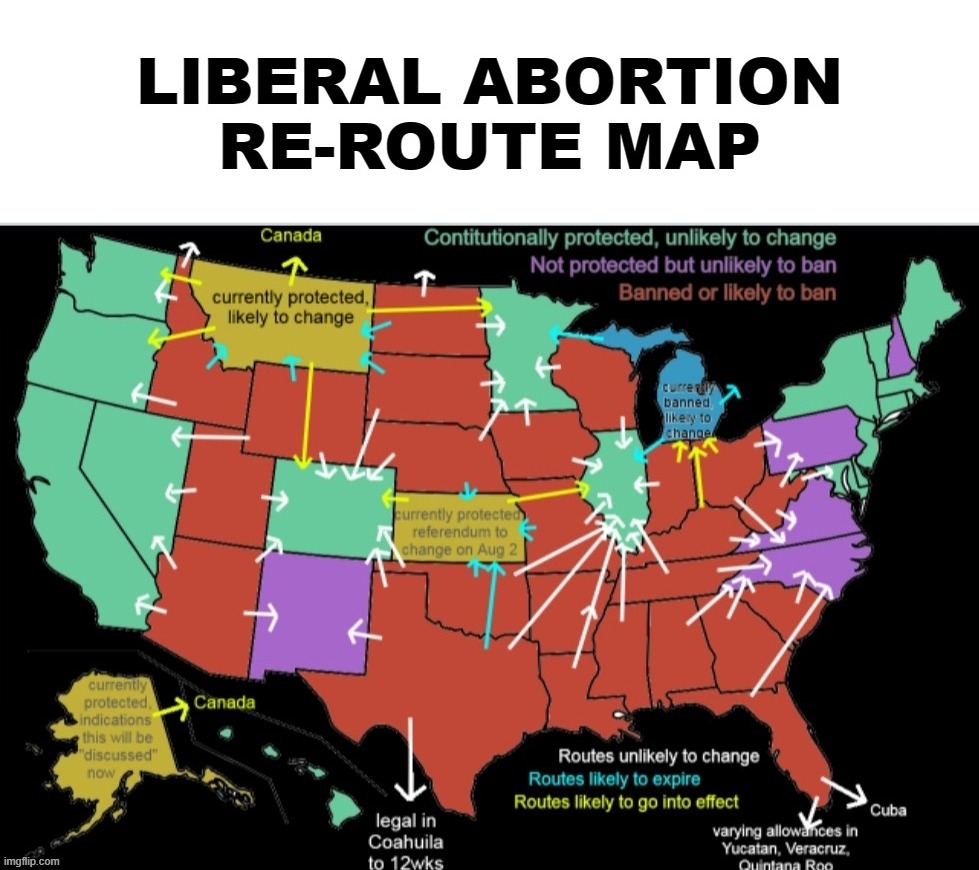 Don't laugh this is actually being circulated | image tagged in liberal logic,roe v wade,abortion,supreme court,united states of america,abortion map | made w/ Imgflip meme maker