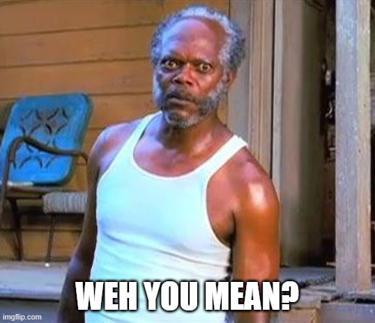 Samuel L Jackson | WEH YOU MEAN? | image tagged in samuel l jackson | made w/ Imgflip meme maker