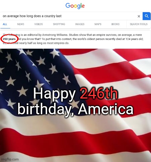 Happy 246th birthday, America; 246th | image tagged in american flag | made w/ Imgflip meme maker