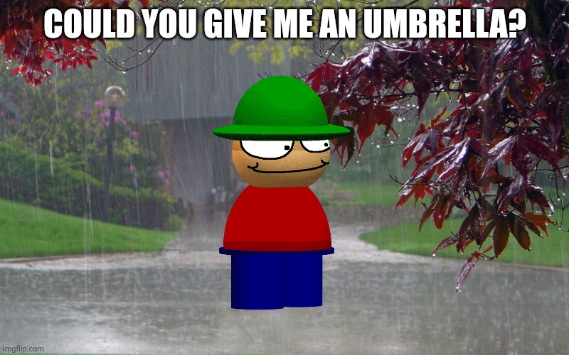 rainy day | COULD YOU GIVE ME AN UMBRELLA? | image tagged in rainy day | made w/ Imgflip meme maker