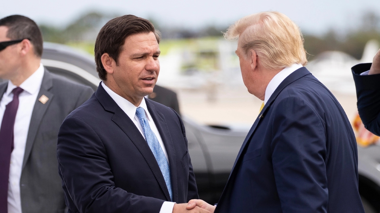 High Quality Ron DeSantis, Fox News' favorite for 2024, with old orange guy Blank Meme Template