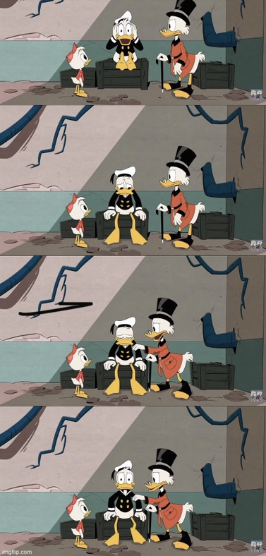 Scrooge Mcduck comforting Donald Blank Meme Template