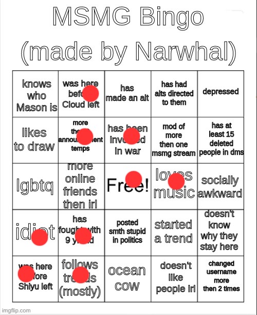 ok but who tf is maso- | image tagged in msmg bingo | made w/ Imgflip meme maker