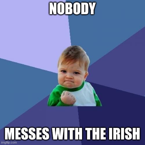 Success Kid Meme | NOBODY MESSES WITH THE IRISH | image tagged in memes,success kid | made w/ Imgflip meme maker