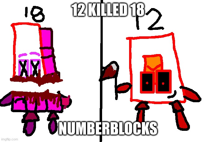 12 kills 18 | 12 KILLED 18; NUMBERBLOCKS | image tagged in 18 is dead,numberblocks,ylaygame | made w/ Imgflip meme maker