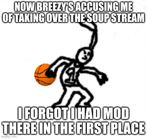 Red Pikmin ballin | NOW BREEZY'S ACCUSING ME OF TAKING OVER THE SOUP STREAM; I FORGOT I HAD MOD THERE IN THE FIRST PLACE | image tagged in red pikmin ballin | made w/ Imgflip meme maker