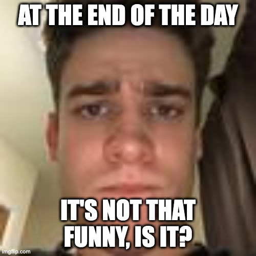 at the end of the day | AT THE END OF THE DAY; IT'S NOT THAT FUNNY, IS IT? | image tagged in isaac | made w/ Imgflip meme maker