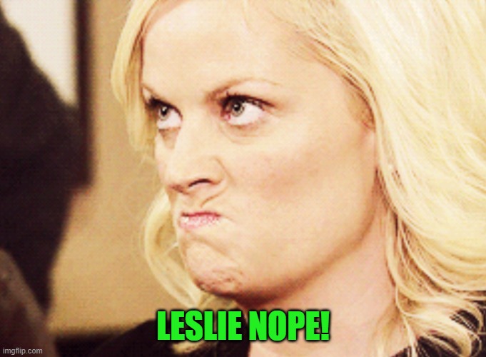 Amy Poehler | LESLIE NOPE! | image tagged in amy poehler | made w/ Imgflip meme maker