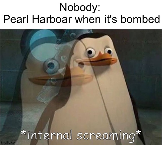 Private Internal Screaming | Nobody: 

Pearl Harboar when it's bombed | image tagged in private internal screaming | made w/ Imgflip meme maker