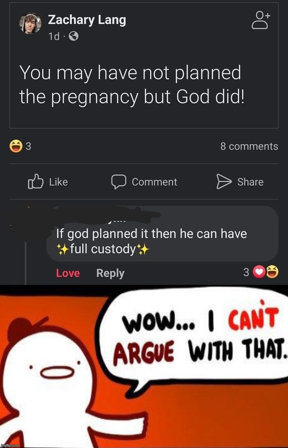 Return to sender  | image tagged in if god planned it then he can have full custody,can't argue with that,return,to,sender,abortion | made w/ Imgflip meme maker