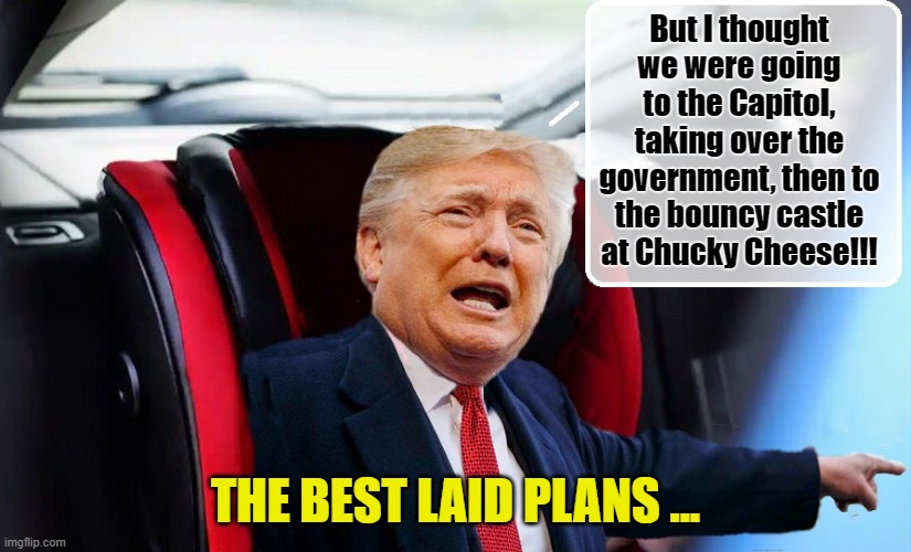 Cranky President... |  But I thought we were going to the Capitol, taking over the government, then to the bouncy castle at Chucky Cheese!!! THE BEST LAID PLANS ... | made w/ Imgflip meme maker