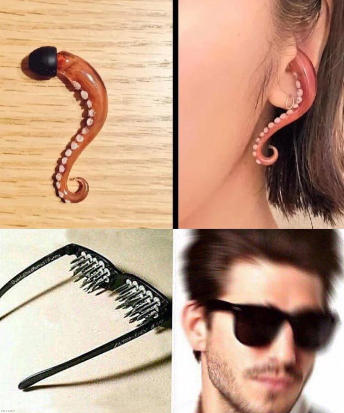 image tagged in squid earbud,unsee glasses | made w/ Imgflip meme maker