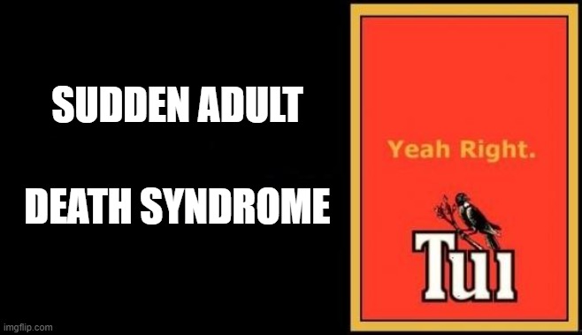 Sads | SUDDEN ADULT; DEATH SYNDROME | image tagged in tui,sads | made w/ Imgflip meme maker