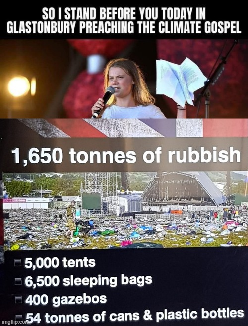 GLASTONBURY FESTIVAL | image tagged in carbon footprint | made w/ Imgflip meme maker