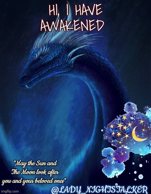 Good afternoon, I woke up at 1:40 | HI, I HAVE AWAKENED | image tagged in xs saphira temp | made w/ Imgflip meme maker