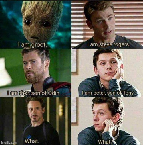 Daddy? | image tagged in peter parker,tony stark | made w/ Imgflip meme maker