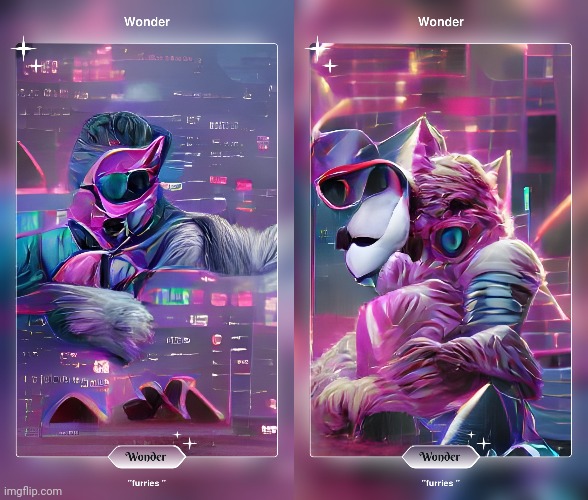 Apparently, according to AI, these are furries XD (art AI generated from Wonder - created by me) | image tagged in furry,art | made w/ Imgflip meme maker