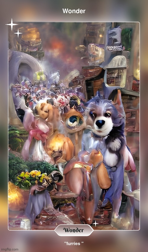 Furry crowd (art AI generated from Wonder - created by me) | image tagged in furry,art | made w/ Imgflip meme maker