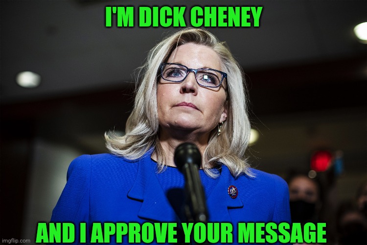 I'M DICK CHENEY AND I APPROVE YOUR MESSAGE | made w/ Imgflip meme maker