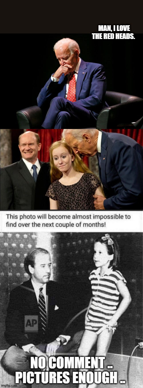 SICKO JOE | MAN, I LOVE THE RED HEADS. | image tagged in deep thought biden | made w/ Imgflip meme maker