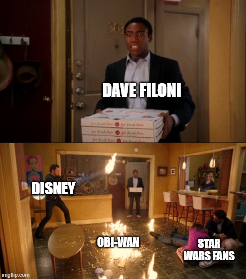 Community Fire Pizza Meme | DAVE FILONI; DISNEY; OBI-WAN; STAR WARS FANS | image tagged in community fire pizza meme | made w/ Imgflip meme maker