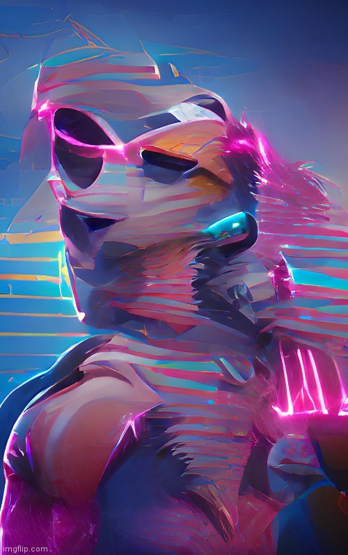 Synthwave Sergal (By SimoTheFinlandized / Paul Palazzolo [A.I. Art Made With Wombo]) | image tagged in simothefinlandized,synthwave,sergal,furry,art | made w/ Imgflip meme maker