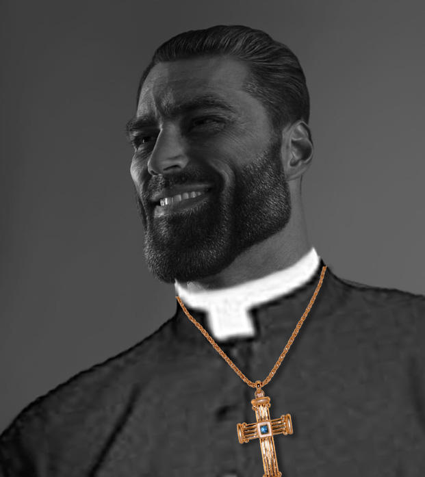 High Quality Gigachad priest Christian Blank Meme Template