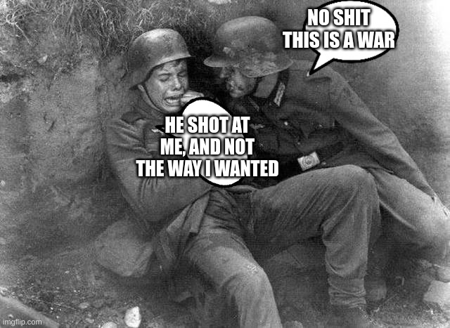 Crying Nazi | HE SHOT AT ME, AND NOT THE WAY I WANTED NO SHIT THIS IS A WAR | image tagged in crying nazi | made w/ Imgflip meme maker