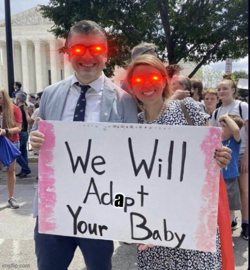 We Will Adopt Your Baby | a | image tagged in we will adopt your baby | made w/ Imgflip meme maker