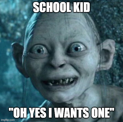 Gollum Meme | SCHOOL KID "OH YES I WANTS ONE" | image tagged in memes,gollum | made w/ Imgflip meme maker