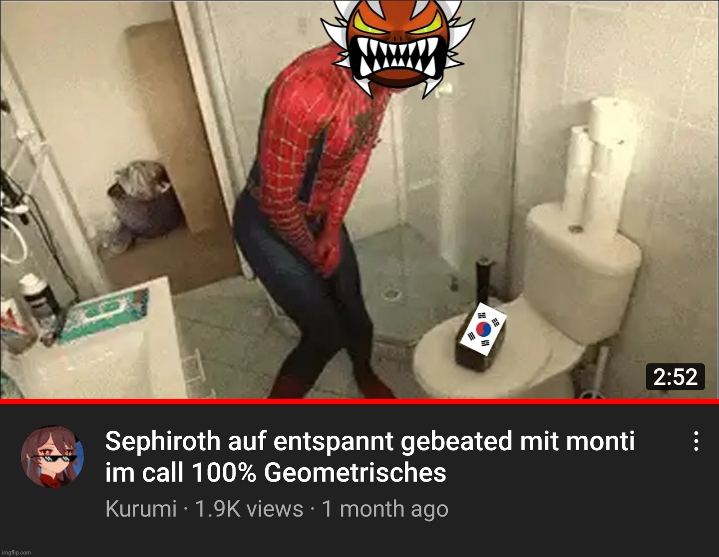Sephiroth auf entspannt gebeated mit  monti im call 100% Geometrisches | image tagged in memes,german,spiderman,south korea,geometry dash,sephiroth | made w/ Imgflip meme maker