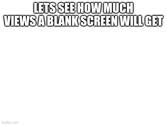 Blank Screen | LETS SEE HOW MUCH VIEWS A BLANK SCREEN WILL GET | image tagged in blank white template | made w/ Imgflip meme maker