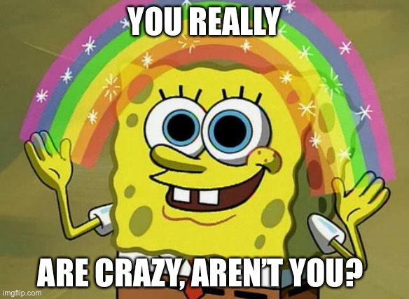 Imagination Spongebob Meme | YOU REALLY; ARE CRAZY, AREN’T YOU? | image tagged in memes,imagination spongebob | made w/ Imgflip meme maker