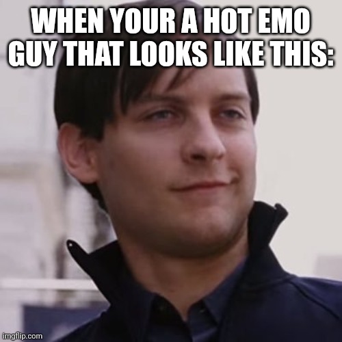 Bully Maguire Smug Face | WHEN YOUR A HOT EMO GUY THAT LOOKS LIKE THIS: | image tagged in bully maguire smug face | made w/ Imgflip meme maker