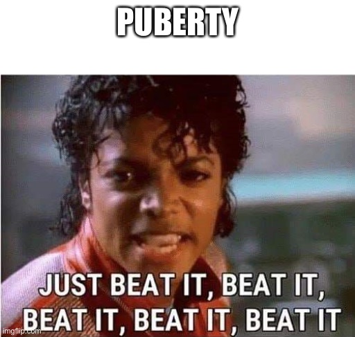 Just beat it , beat it | PUBERTY | image tagged in just beat it beat it | made w/ Imgflip meme maker