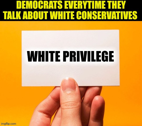 WHITE PRIVILEGE DEMOCRATS EVERYTIME THEY TALK ABOUT WHITE CONSERVATIVES | made w/ Imgflip meme maker